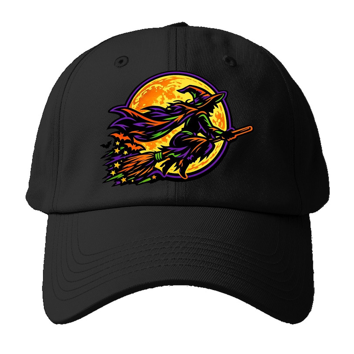Flying Witch Moon Baseball Cap – Black