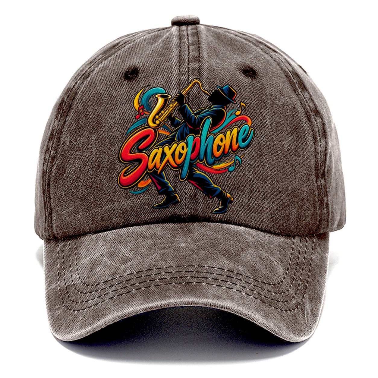 Saxophone Wordmark Music Instruments Classic Cap – Brown