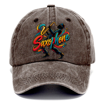 Saxophone Wordmark Music Instruments Classic Cap – Brown