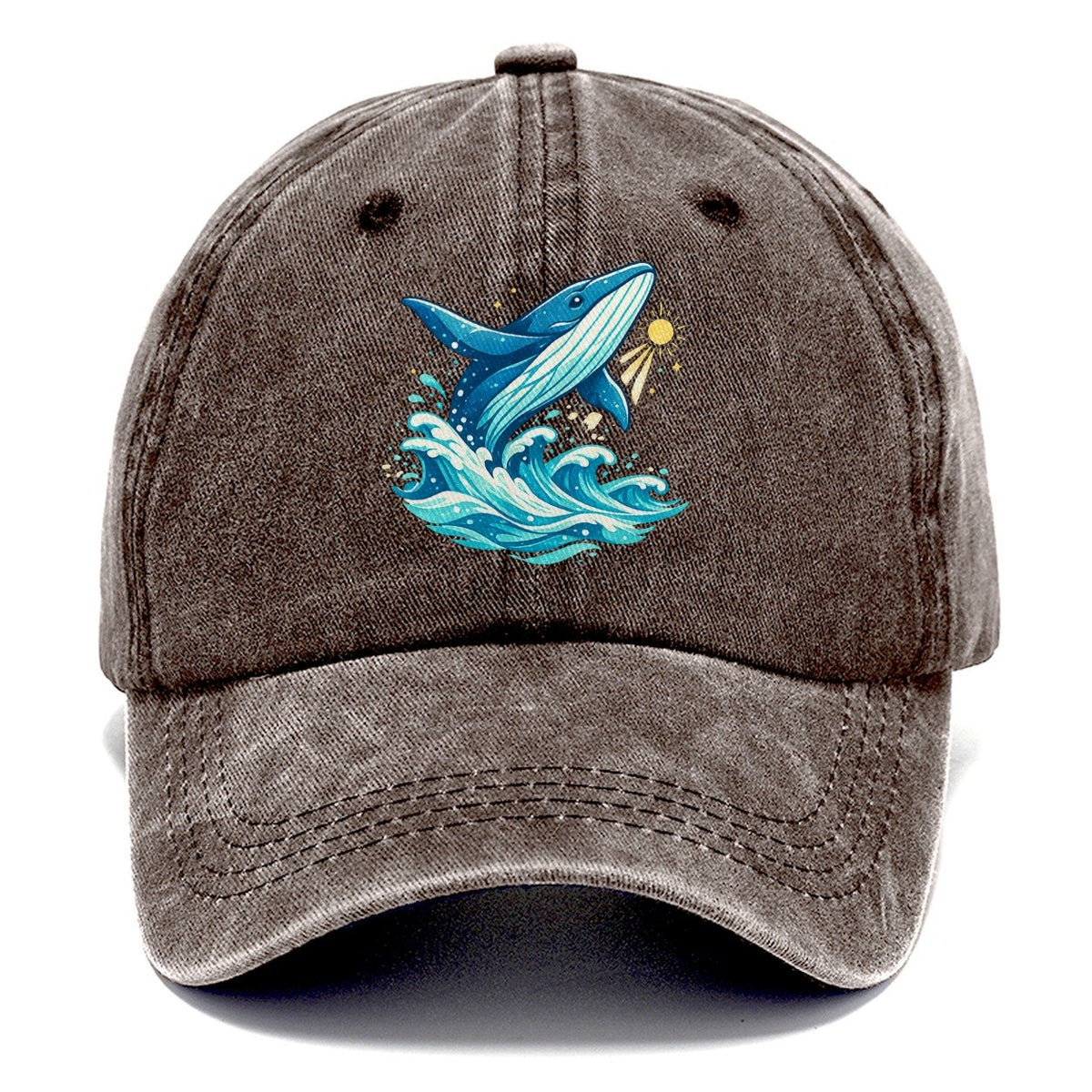 Vintage Whale Ocean Waves Classic Cap – Brown