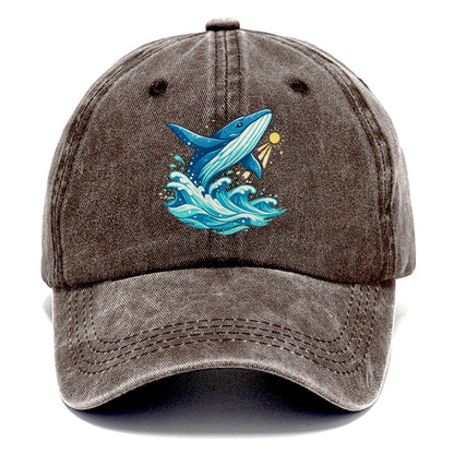 Vintage Whale Ocean Waves Classic Cap – Brown