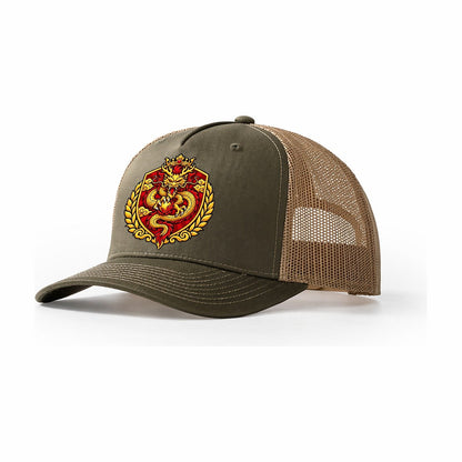 China Heraldic Crest Country Logos Trucker Hat – Olive Khaki