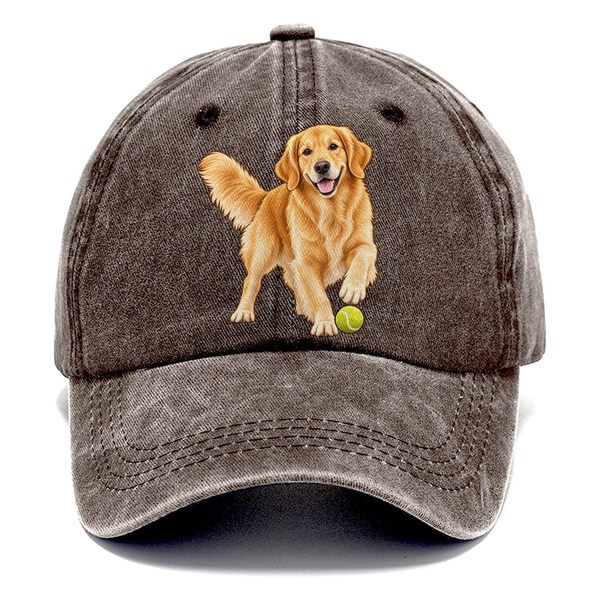 Golden Retriever with Tennis Ball Classic Cap – Brown