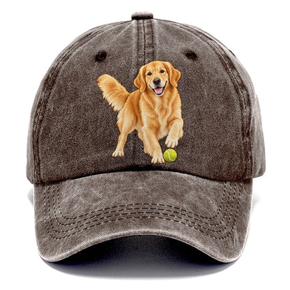 Golden Retriever with Tennis Ball Classic Cap – Brown