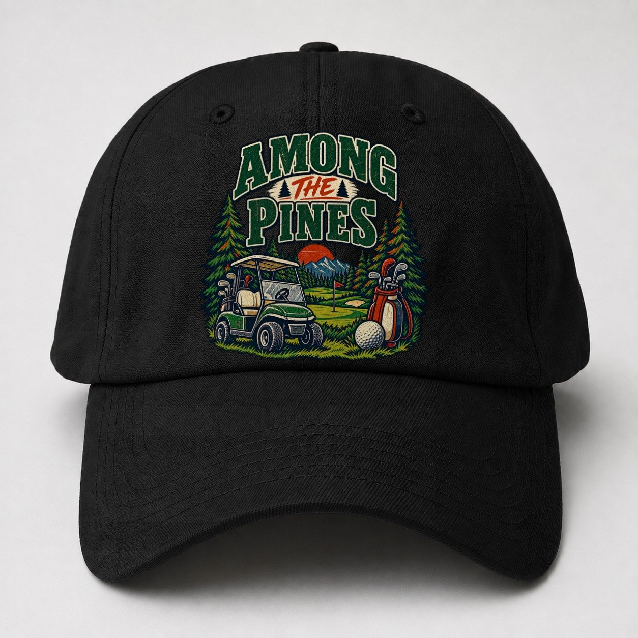 Among The Pines Golf Life Baseball Cap – Black