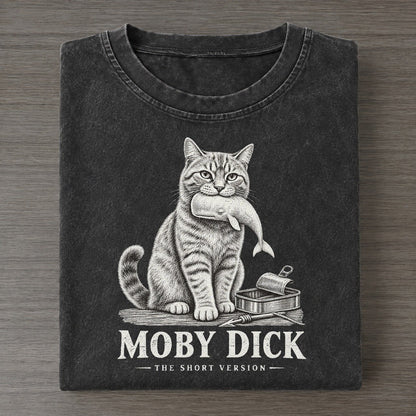 Moby Dick Short Version Cats Vintage T-shirt – Black