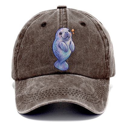 Manatee Upward Float Sea Sprite Classic Cap – Brown