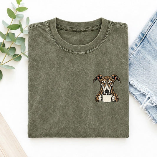 Greyhound Coffee Left Chest Vintage T-shirt – Army Green
