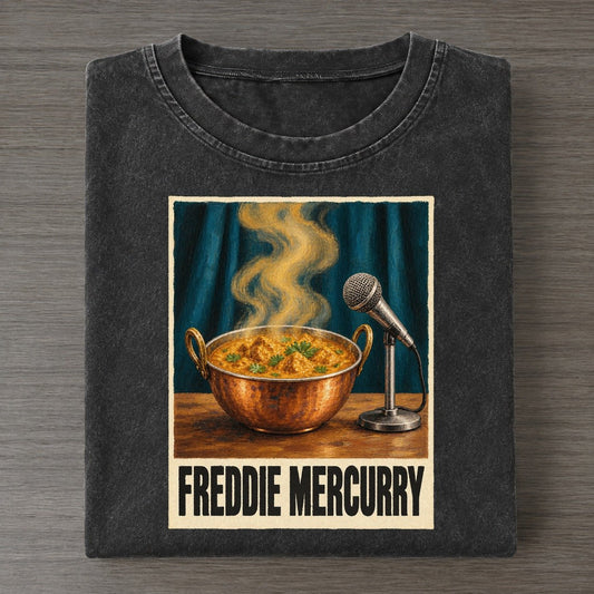 Freddie Mercurry Painted Pop Culture Pun Vintage T-shirt – Black