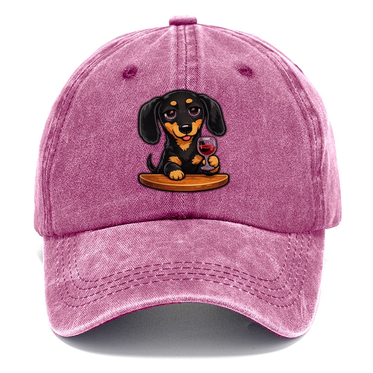 Dachshund Wine Time Classic Cap – Dusty Rose
