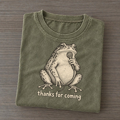 Frog Thanks For Coming Unbothered Creatures Vintage T-shirt – Army Green