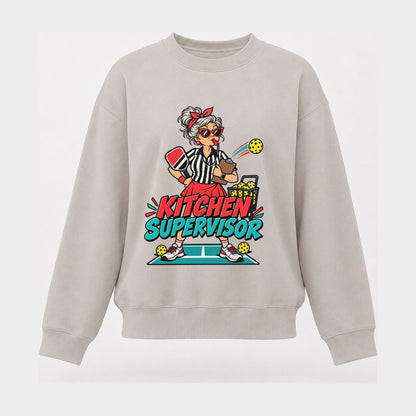 Kitchen Supervisor Pickleball Life Women's Crewneck Sweatshirt – Beige