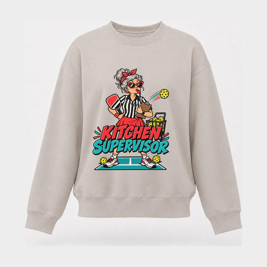 Kitchen Supervisor Pickleball Life Women's Crewneck Sweatshirt – Beige