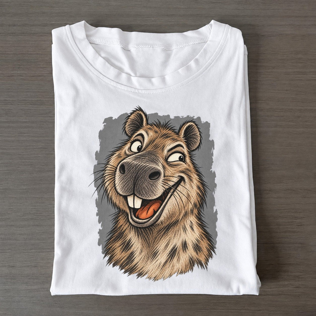 Capybara Expressive Portrait Wild Grin Gallery Classic T-shirt – White