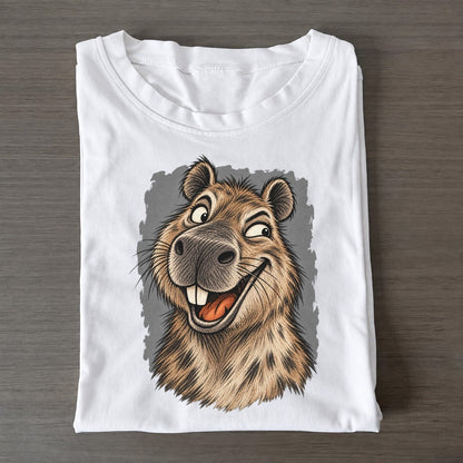 Capybara Expressive Portrait Wild Grin Gallery Classic T-shirt – White