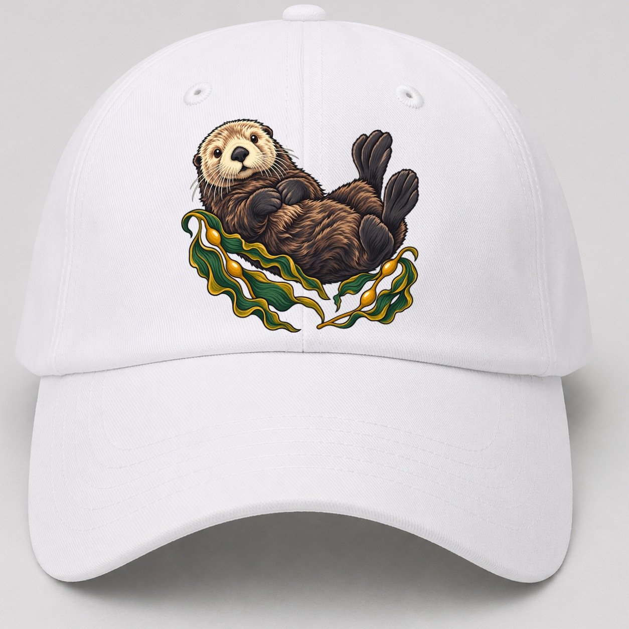 Sea Otter And Bull Kelp Canada Cultural Icons Baseball Cap – White