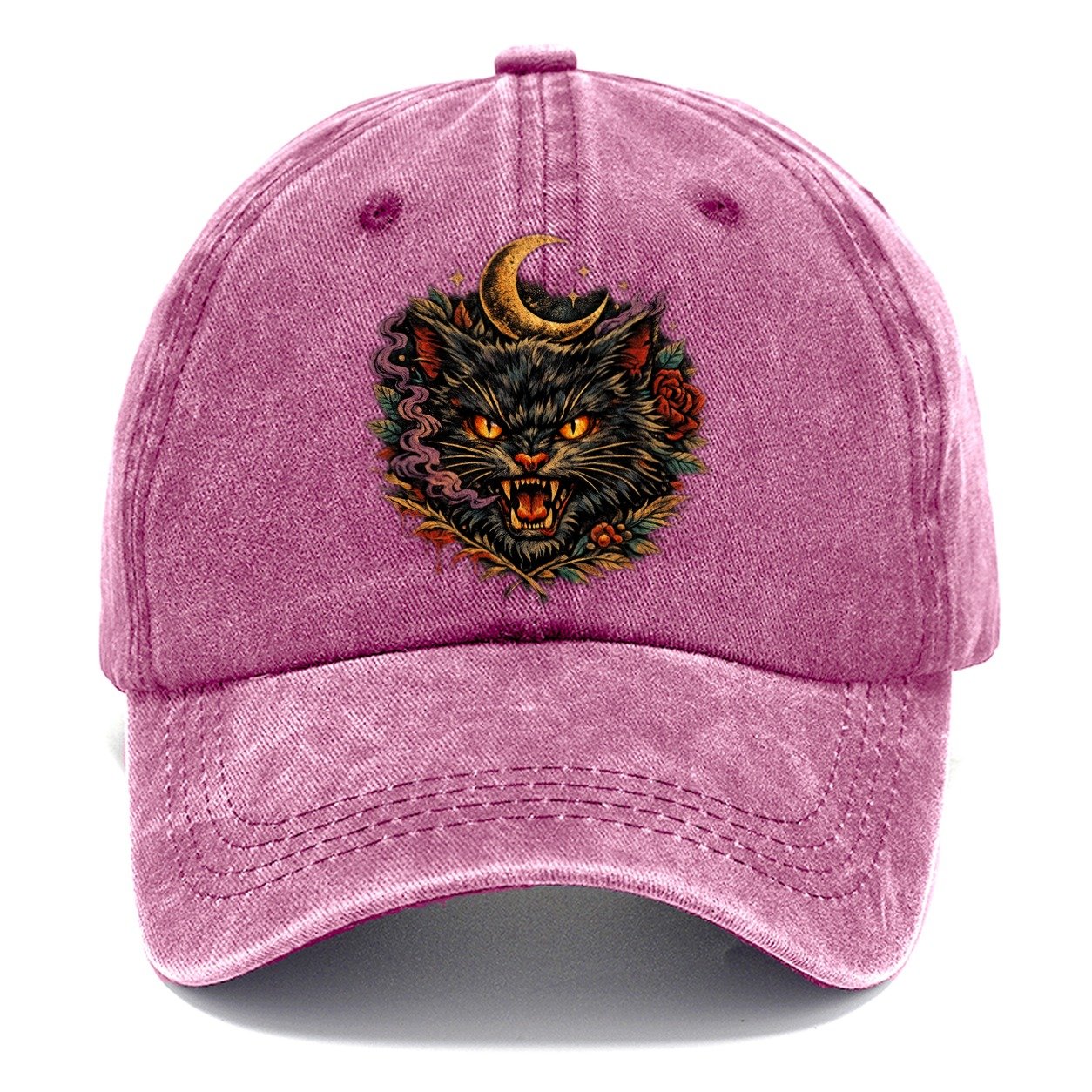 Dark Vintage Black Cat Classic Cap – Dusty Rose