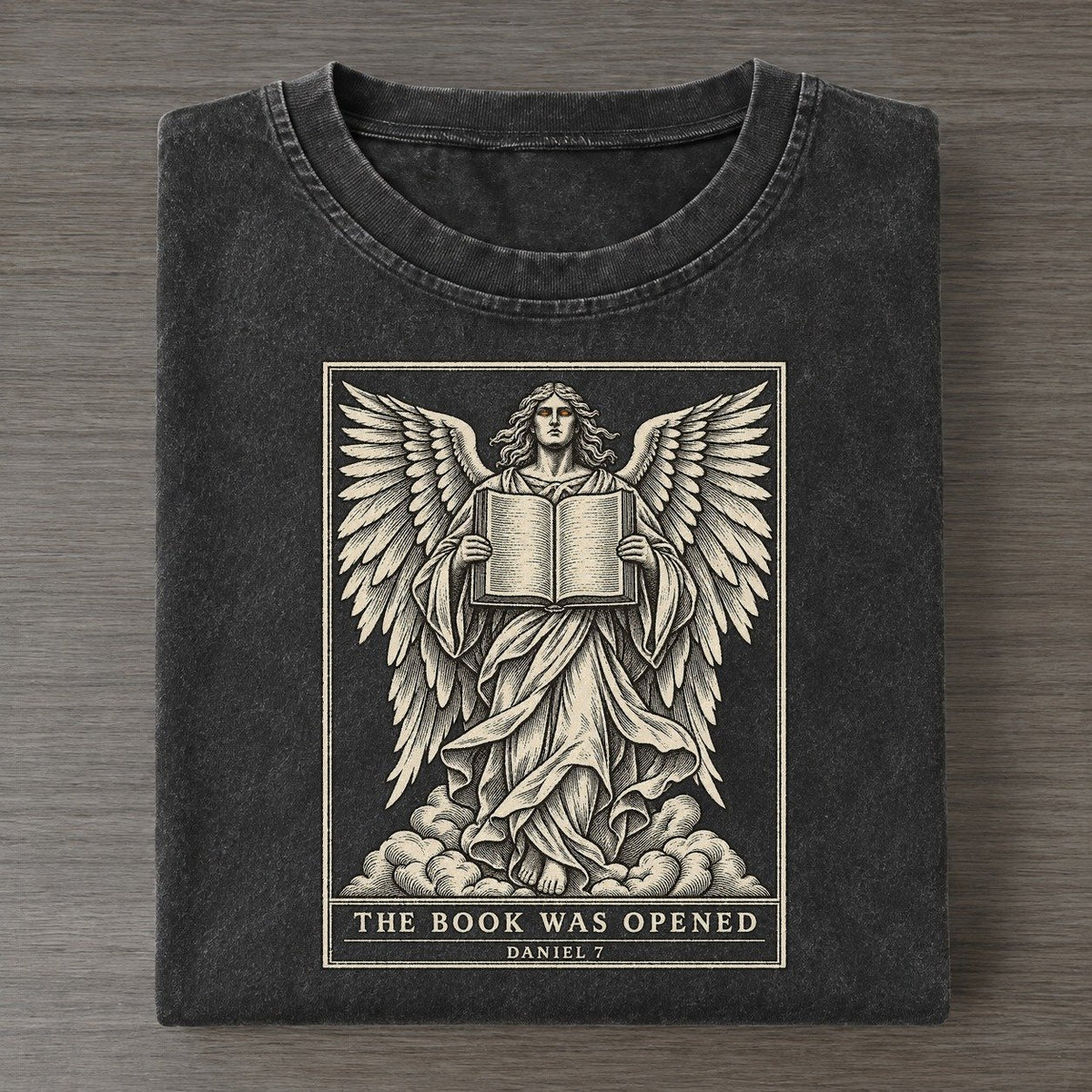The Book Was Opened Sixfold Wings Vintage T-shirt – Black
