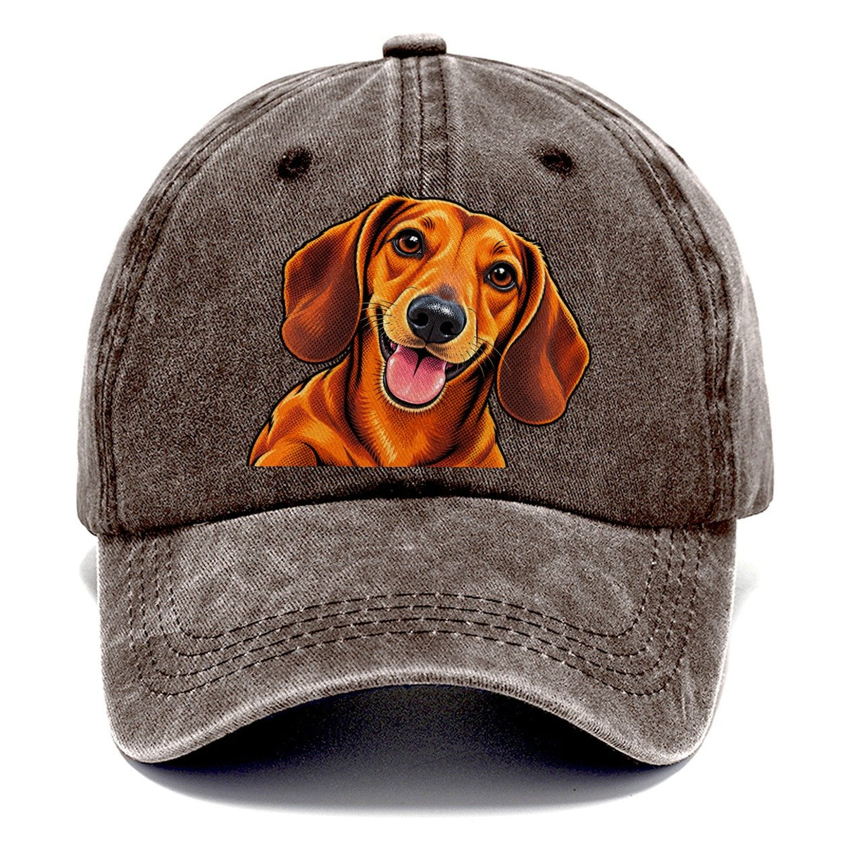 Happy Dachshund Portrait Classic Cap – Brown