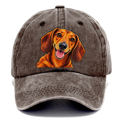 Happy Dachshund Portrait Classic Cap – Brown