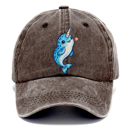 Narwhal Upward Swim Sea Sprite Classic Cap – Brown
