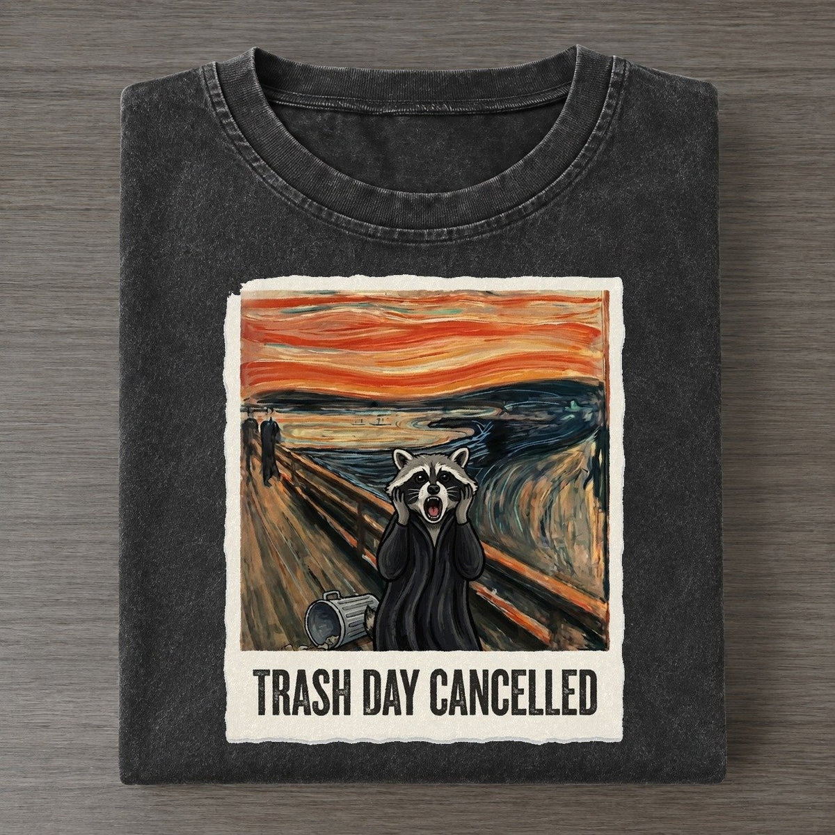 Raccoon Scream Trash Day Cancelled Scream Vintage T-shirt – Black