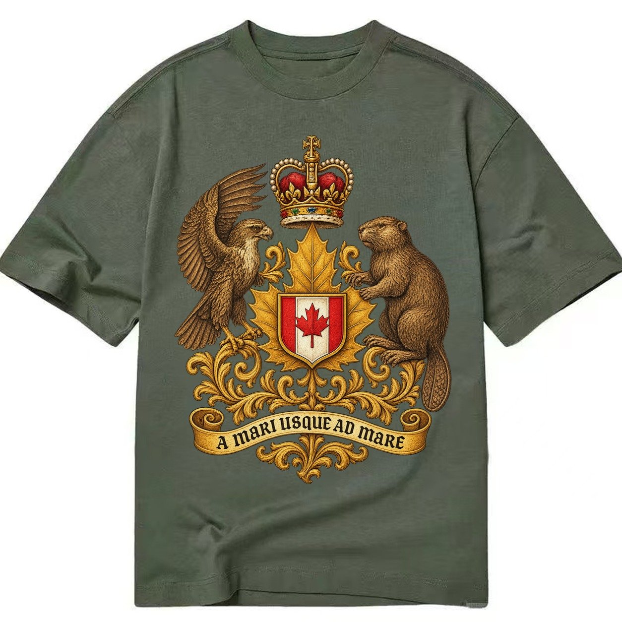 Canada Heritage Maple Badge Classic T-shirt – Army Green