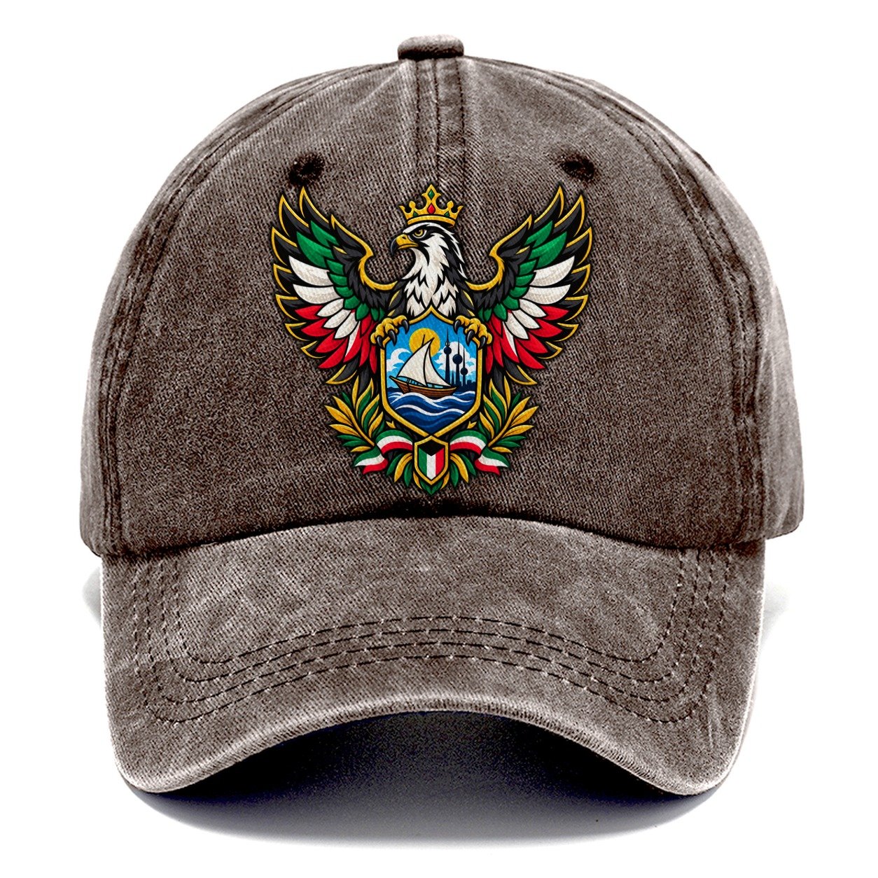 Kuwait Heraldic Crest Country Logos Classic Cap – Brown