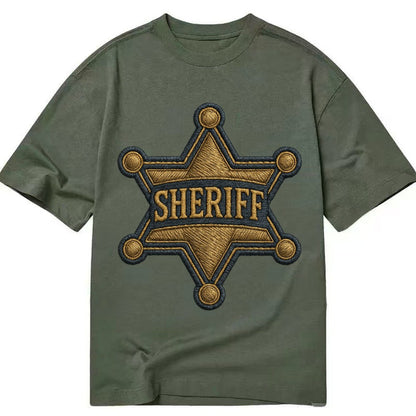 Sheriff Badge Six Pointed Star With Sheriff Engraving And Br Classic T-shirt – Army Green