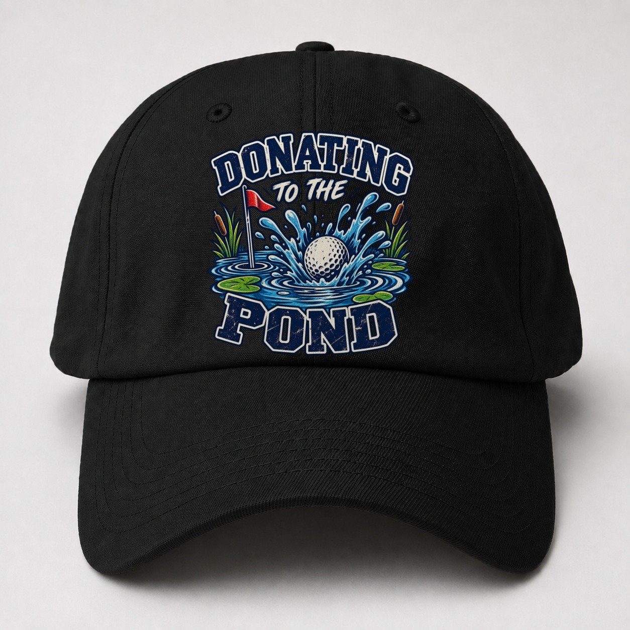 Donating To The Pond Golf Life Baseball Cap – Black