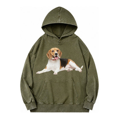 Beagle Vintage Washed Hoodie – Army Green