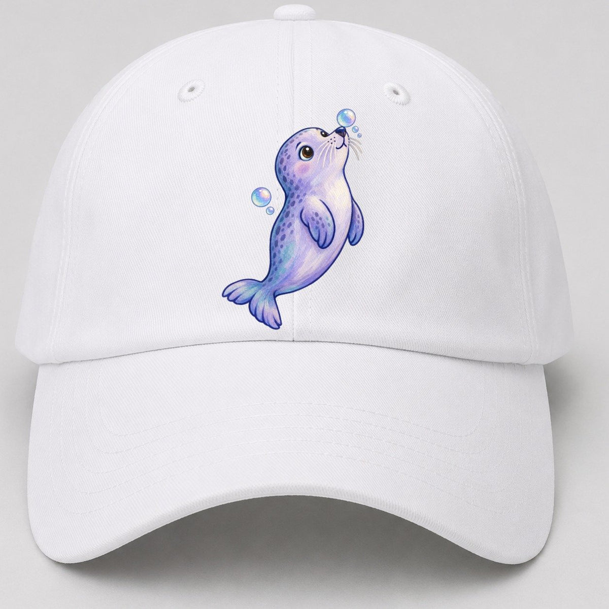 Seal Bubble Snoot Sea Sprite Baseball Cap – White