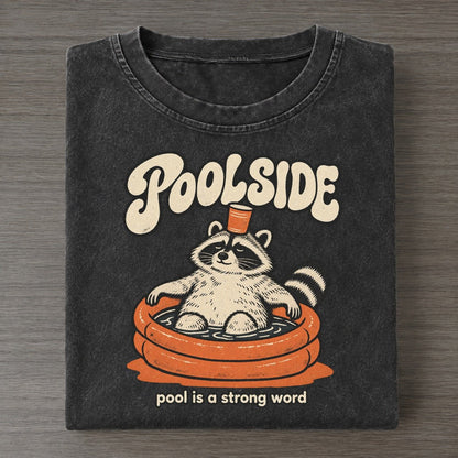 Poolside Raccoons Off Duty Vintage T-shirt – Black