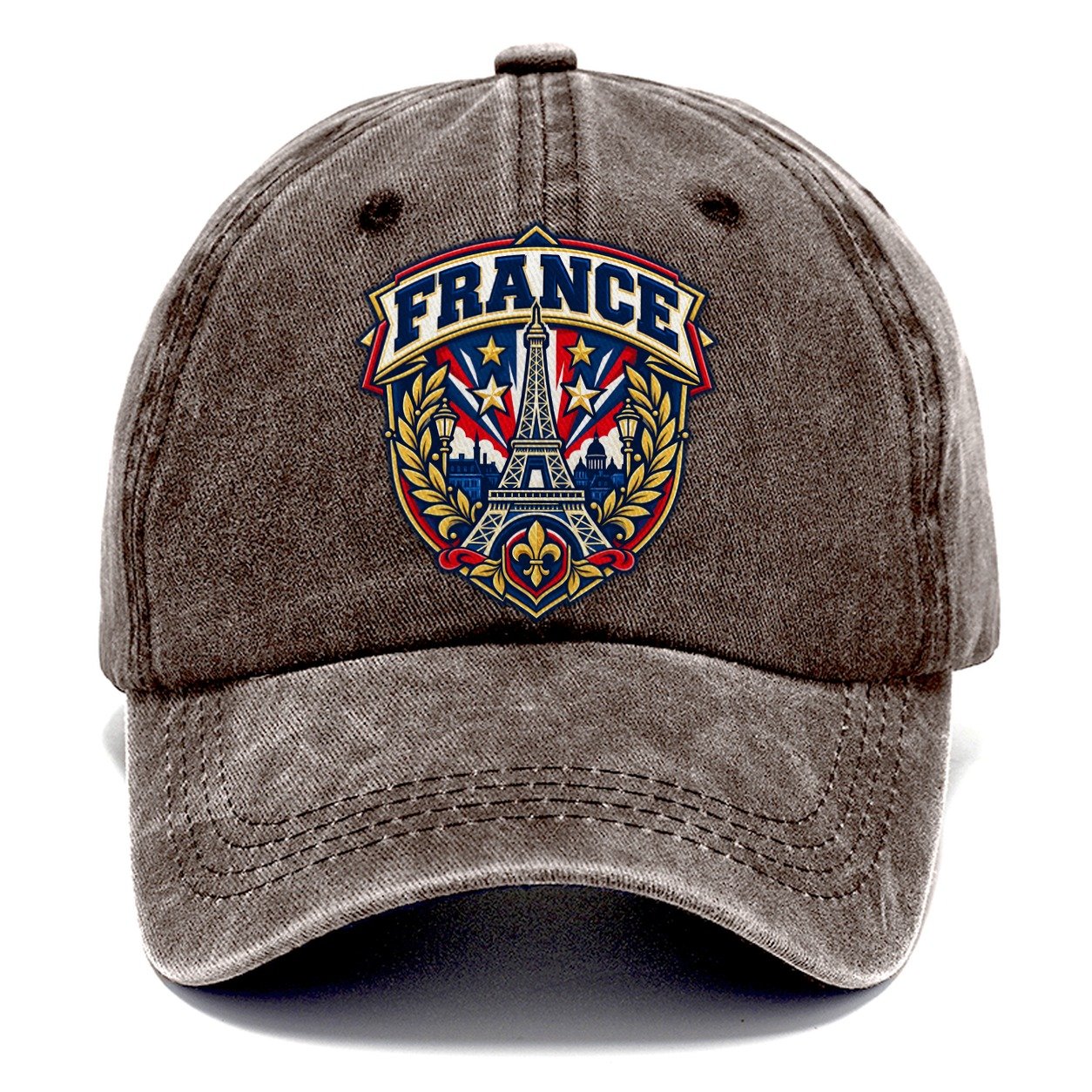 France Retro Badge Country Logos Classic Cap – Brown