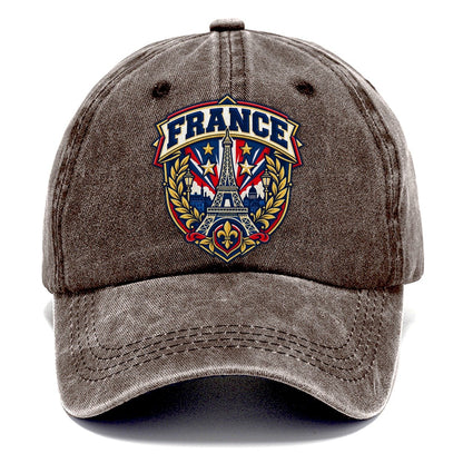 France Retro Badge Country Logos Classic Cap – Brown