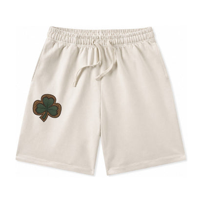 Shamrock Three Leaf Clover With Celtic Border Design Washed Shorts – Beige