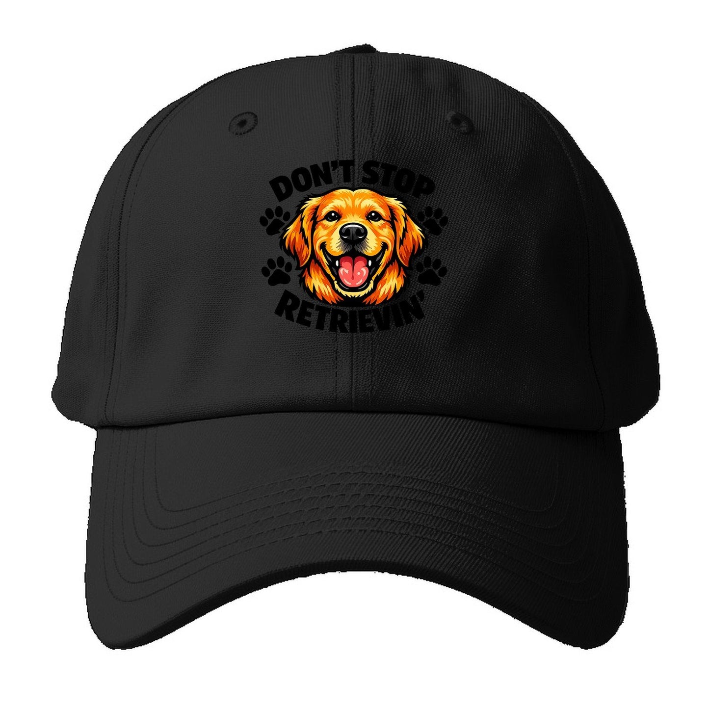 Don’T Stop Retrievin’ Golden Retriever Baseball Cap – Black