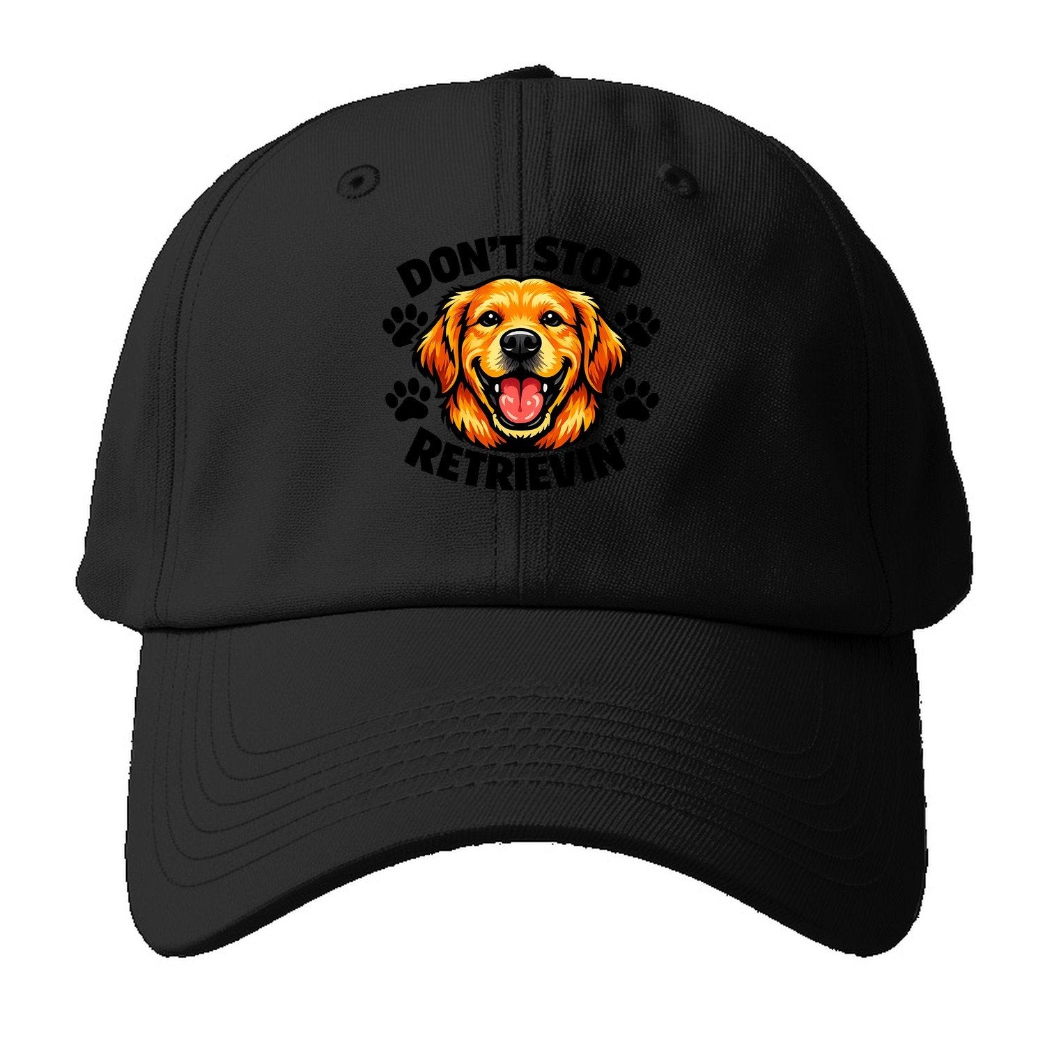 Don’T Stop Retrievin’ Golden Retriever Baseball Cap – Black