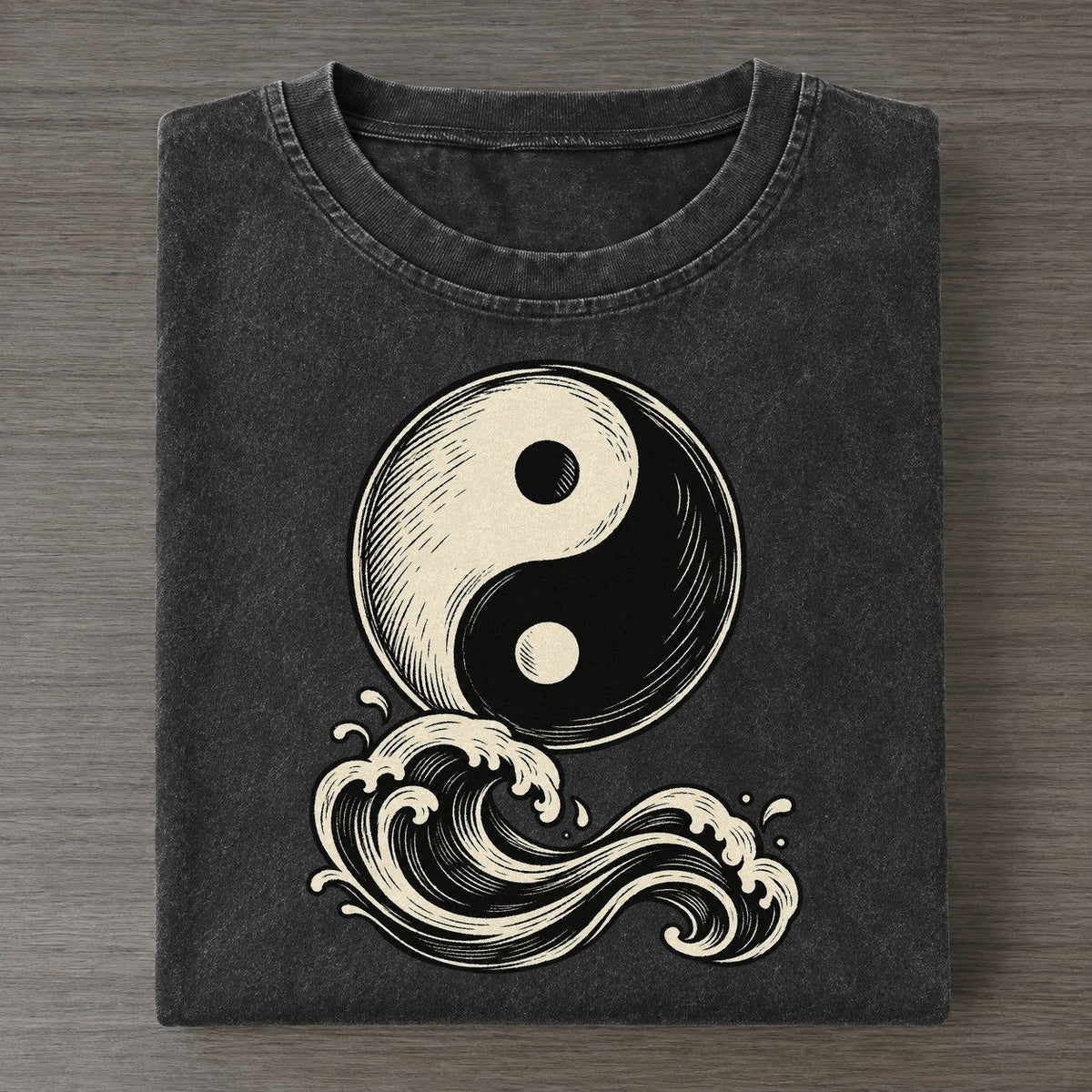 Daoist Taijitu And Water World Faiths Ink Figures Vintage T-shirt – Black