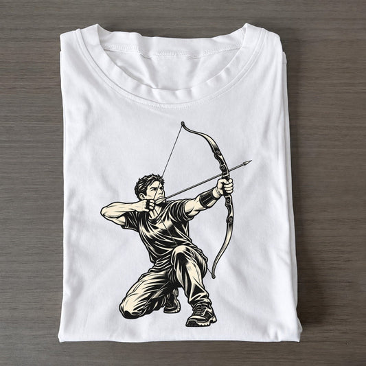 Archer Kneeling Aim Global Sports Ink Figures Classic T-shirt – White