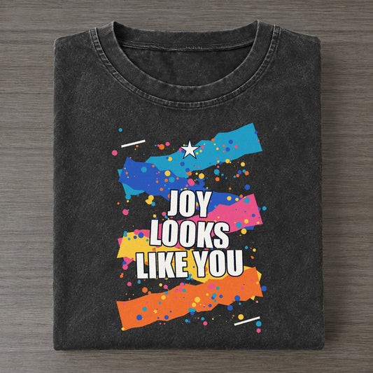 Joy Looks Like You Colorburst Uplift Vintage T-shirt – Black