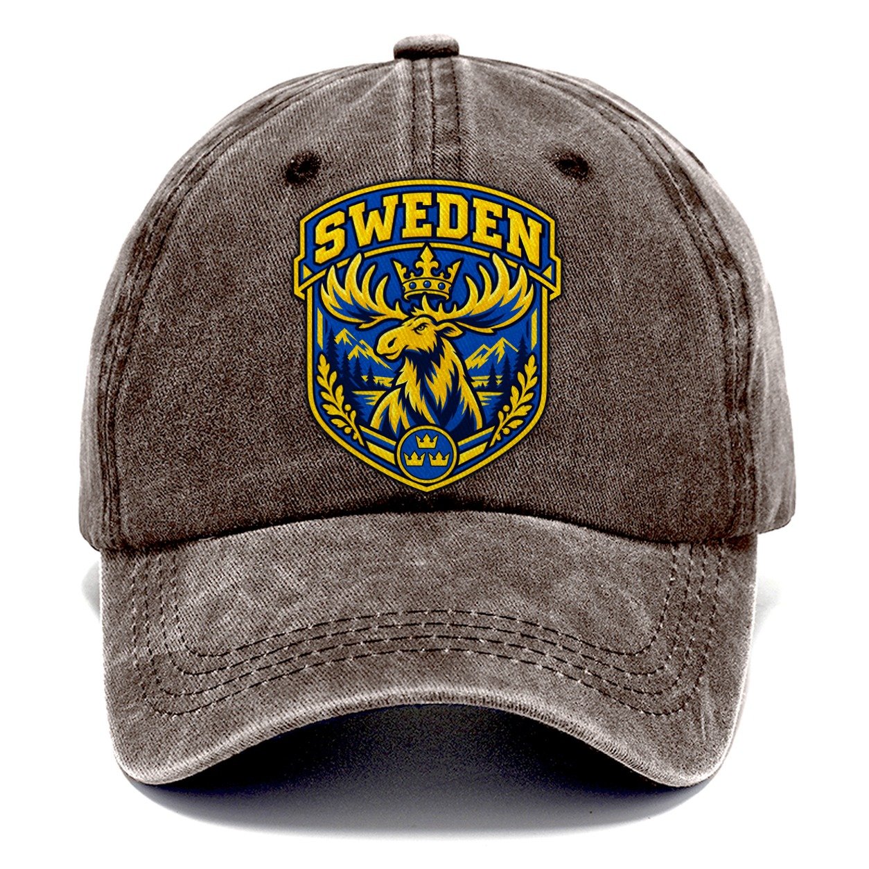 Sweden Retro Badge Country Logos Classic Cap – Brown