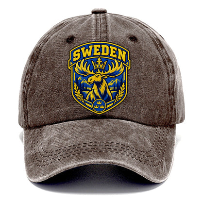 Sweden Retro Badge Country Logos Classic Cap – Brown
