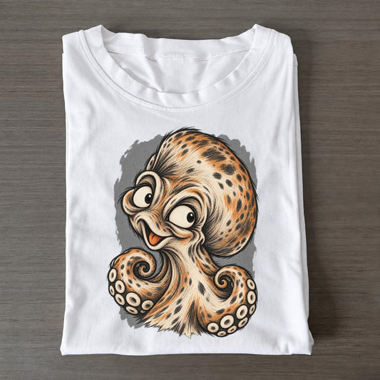 Octopus Expressive Portrait Wild Grin Gallery Classic T-shirt – White