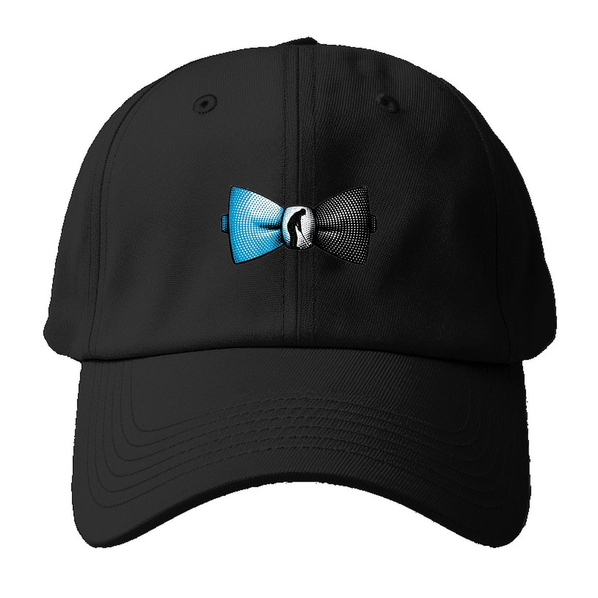 Blue Halftone Golf Bow Tie Baseball Cap – Black