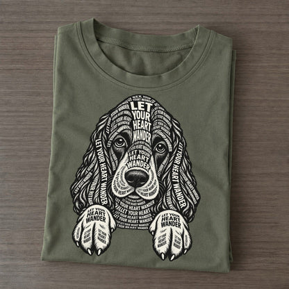Spaniel Paws Over Edge Phrase Silhouette Classic T-shirt – Army Green