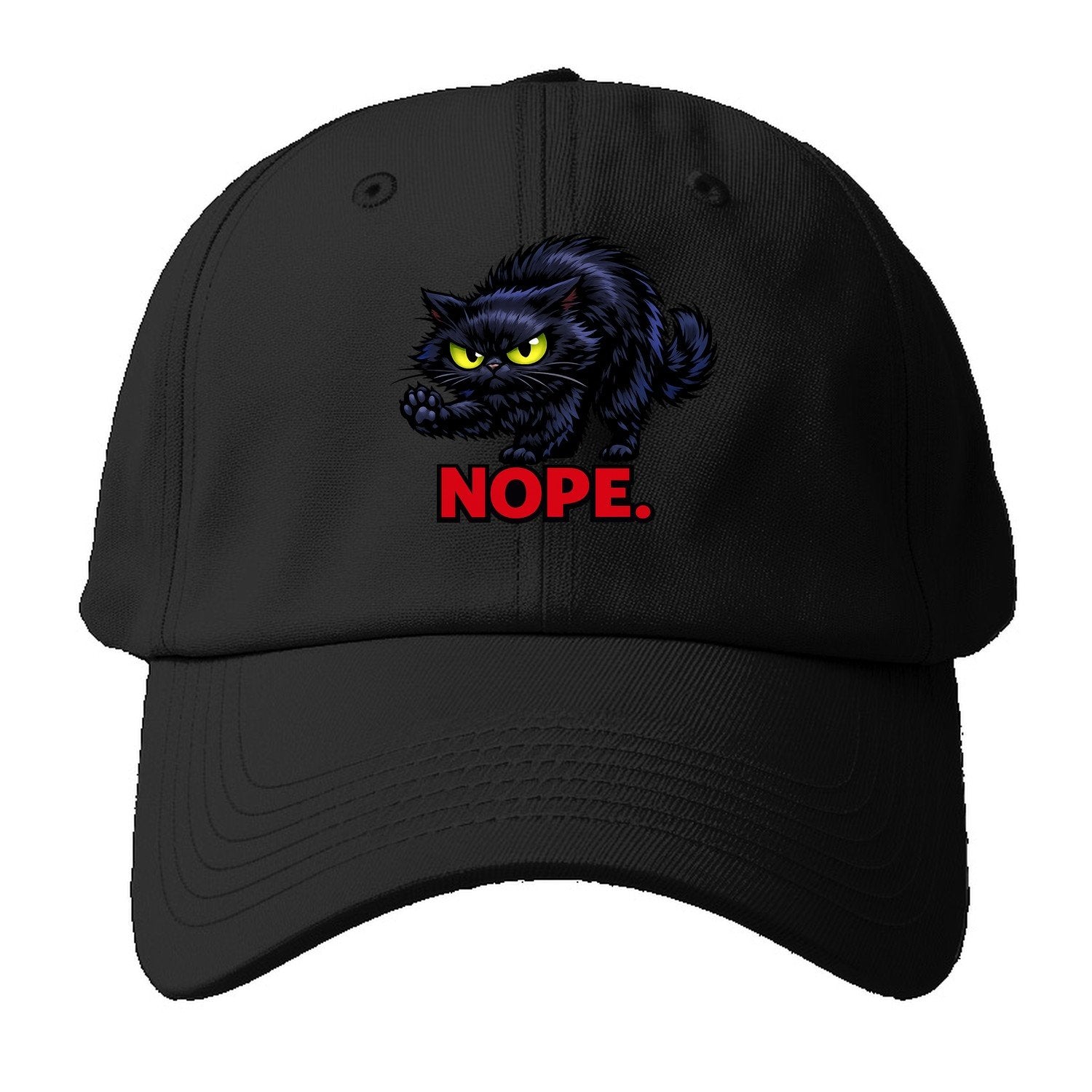 Nope Black Cat Baseball Cap – Black