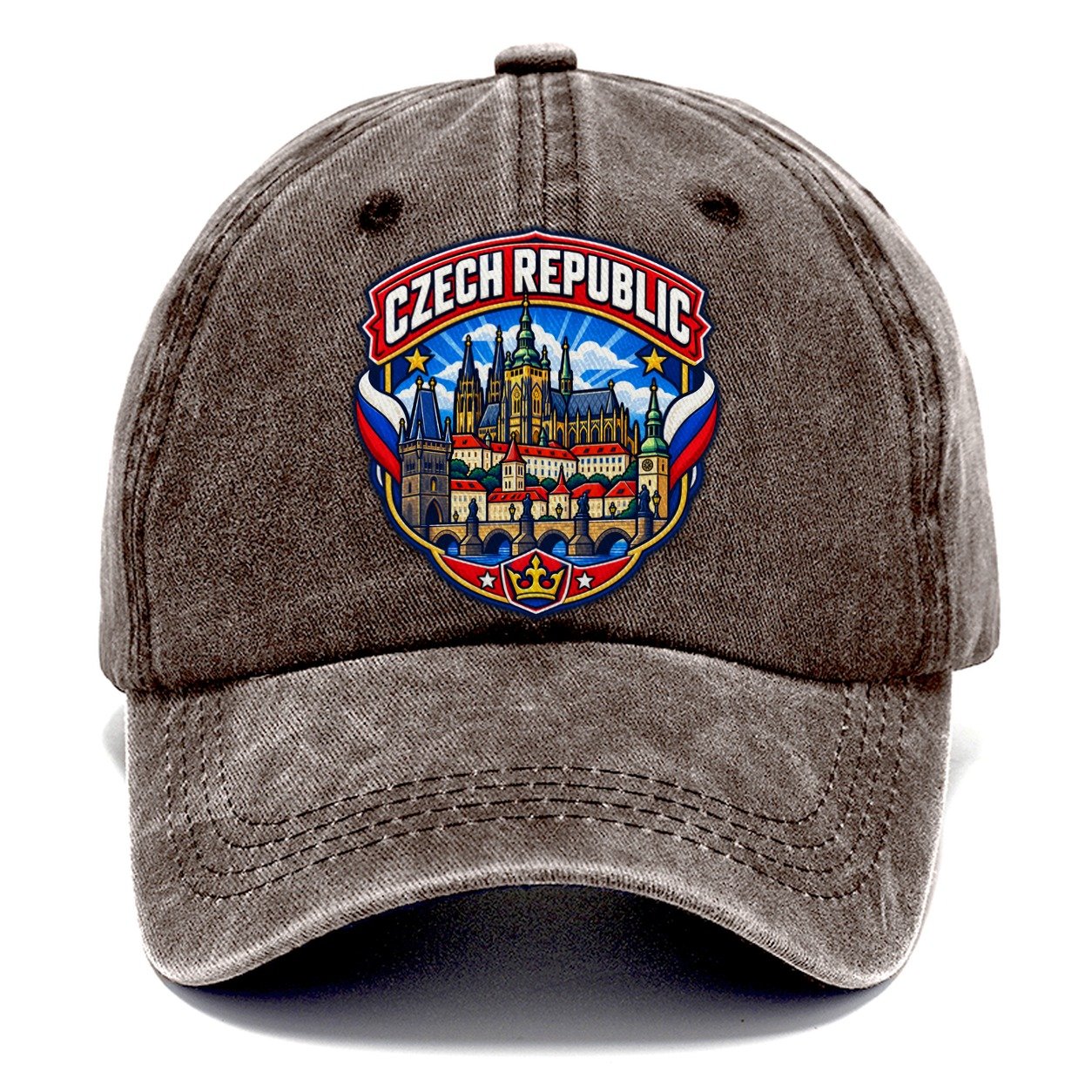 Czech Republic Retro Badge Country Logos Classic Cap – Brown
