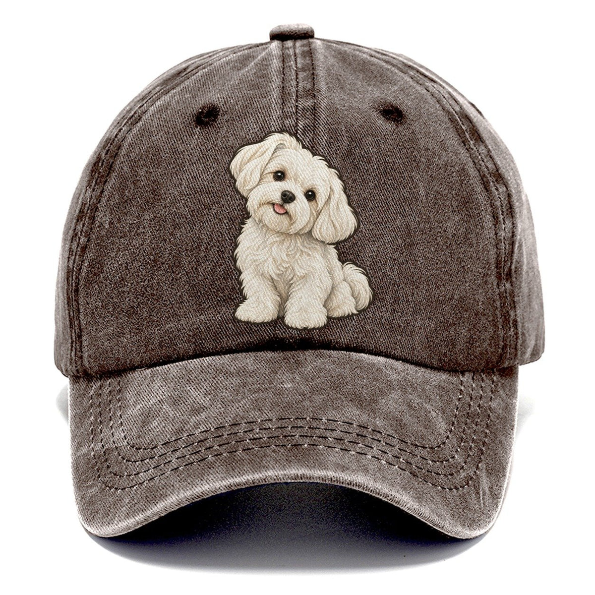 Maltese Head Tilt Fan Favorites Classic Cap – Brown