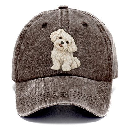 Maltese Head Tilt Fan Favorites Classic Cap – Brown